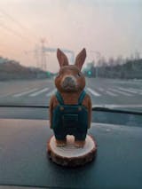 Denim Bunny Figurine Hand-Painted Svn Futures Sculpture