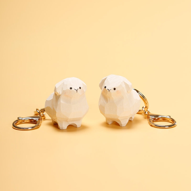 Sheep wooden keychain