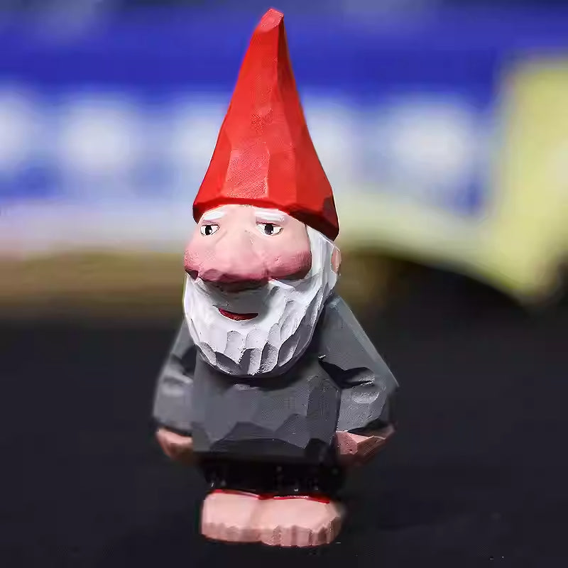 Hand‑carved wooden Santa Claus figurine with big nose and layered beard, styled as a collectible wooden Christmas decoration.