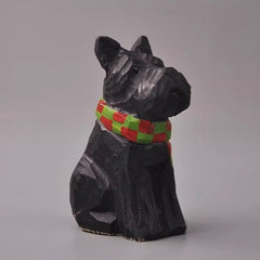 mini schnauzer figurines hand carved wooden dog