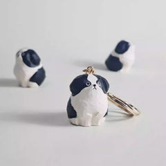 border collie wooden keychain group display