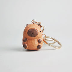 Capybara wooden keychain front view