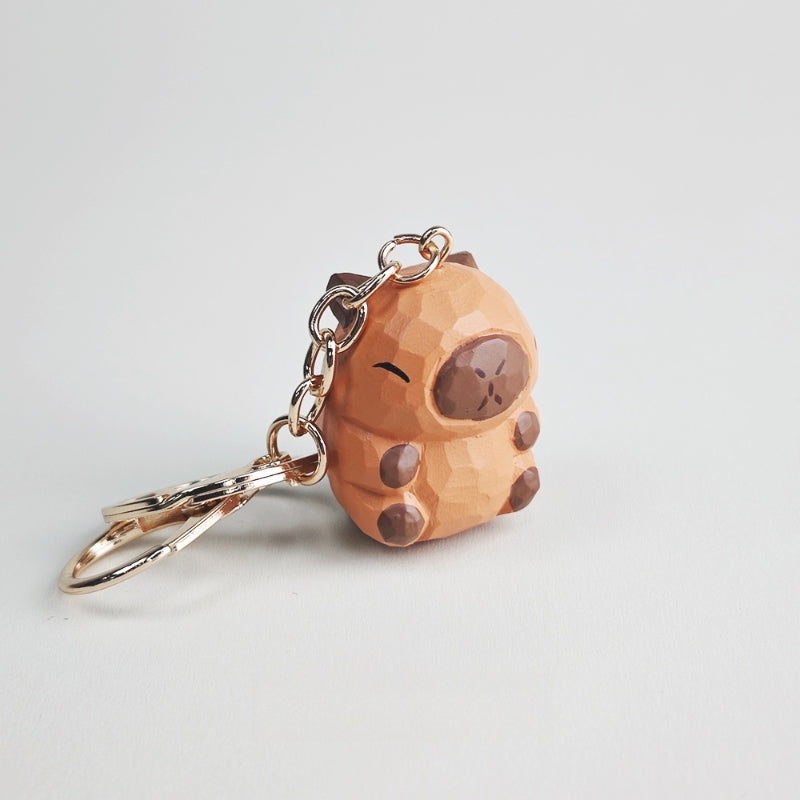 Capybara wooden keychain