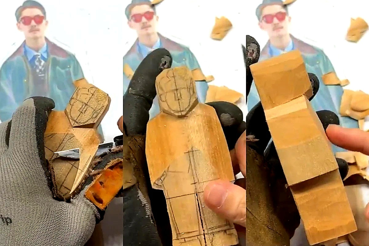 Carving wood to look like a photo