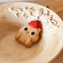 Cat fruit on head wooden fridge magnet