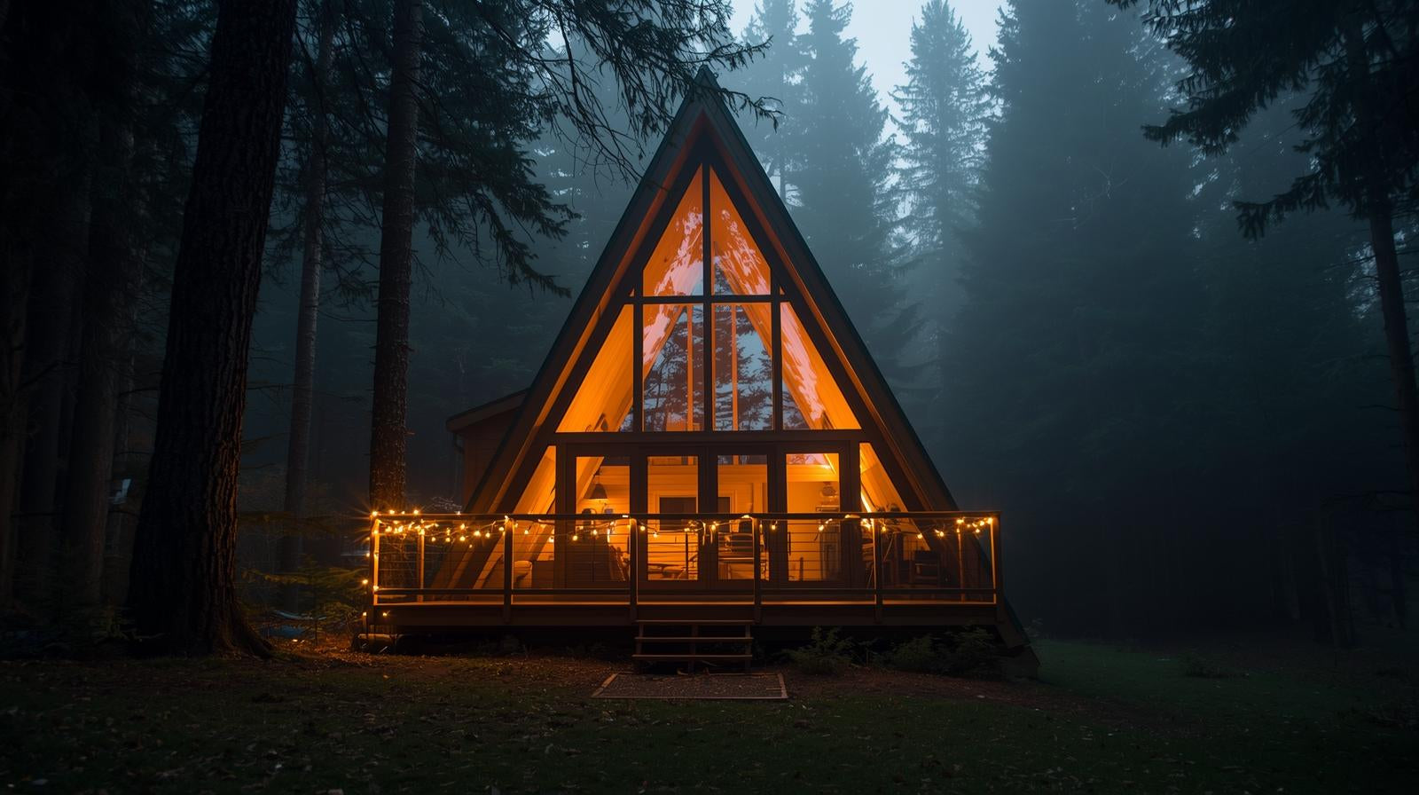 Cozy A-frame cabin retreat.