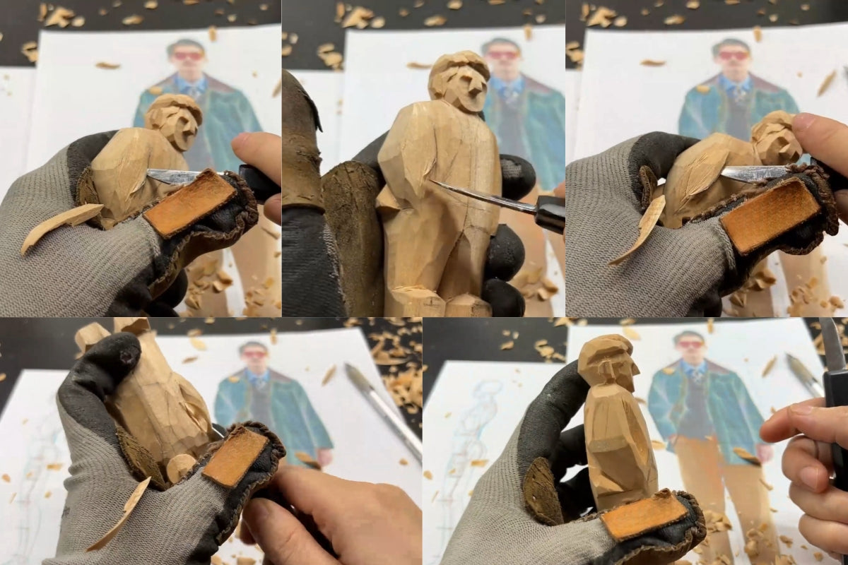 Carving the bent arm detail while preserving structure for realistic posture in Svn Futures  gifts.