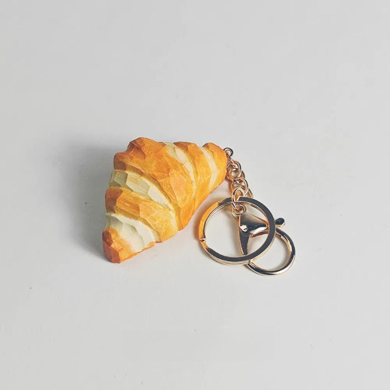 Croissant wooden keychain
