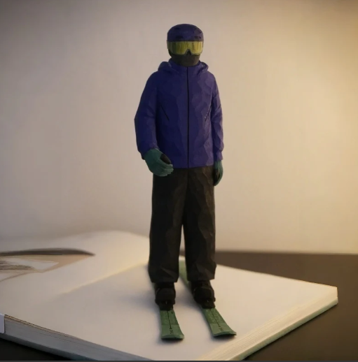 custom ski figurine hand carved wooden sculpture