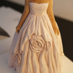 custom wooden bride figurine dress detail
