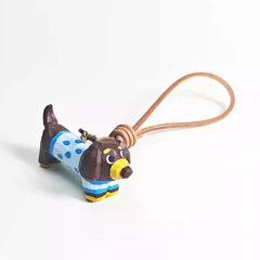 Dachshund wooden keychain side view
