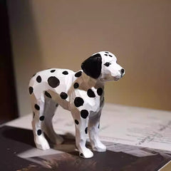 Hand carved dalmatian dog figurine