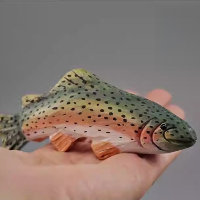 Hand-carved wooden fish figurine