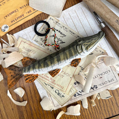 wooden fish ornament pike hanging version