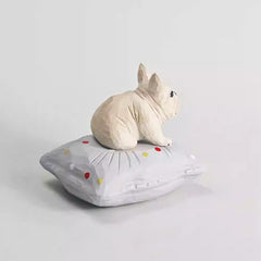 Back view of french bulldog cushion figurine