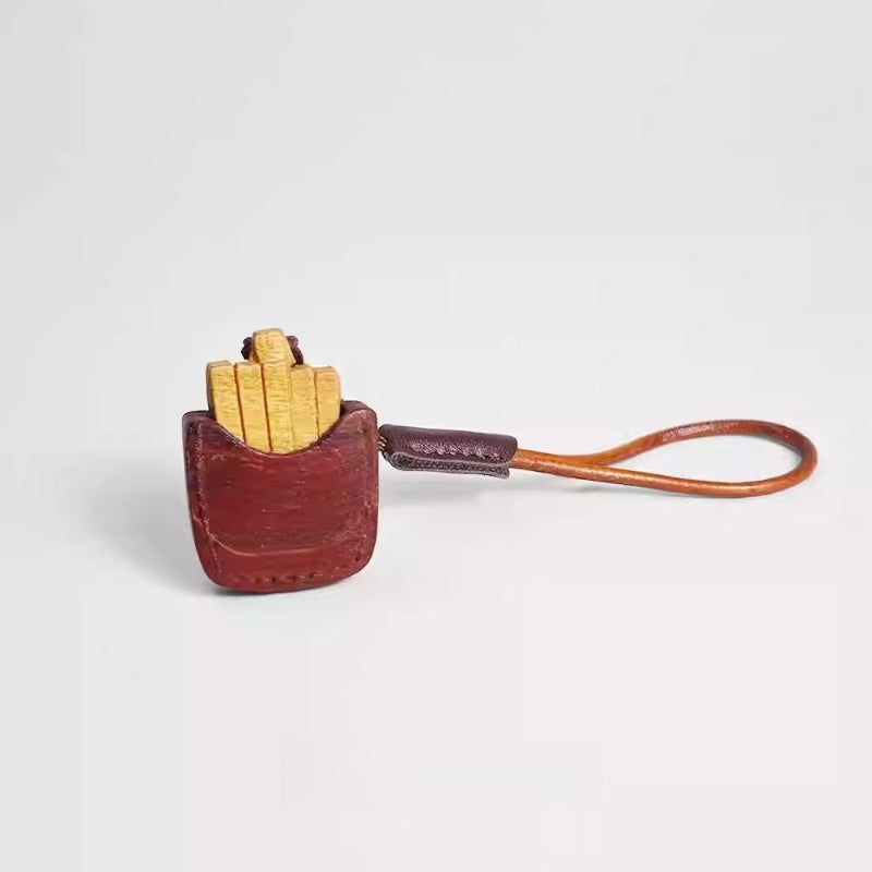 French fry wooden keychain