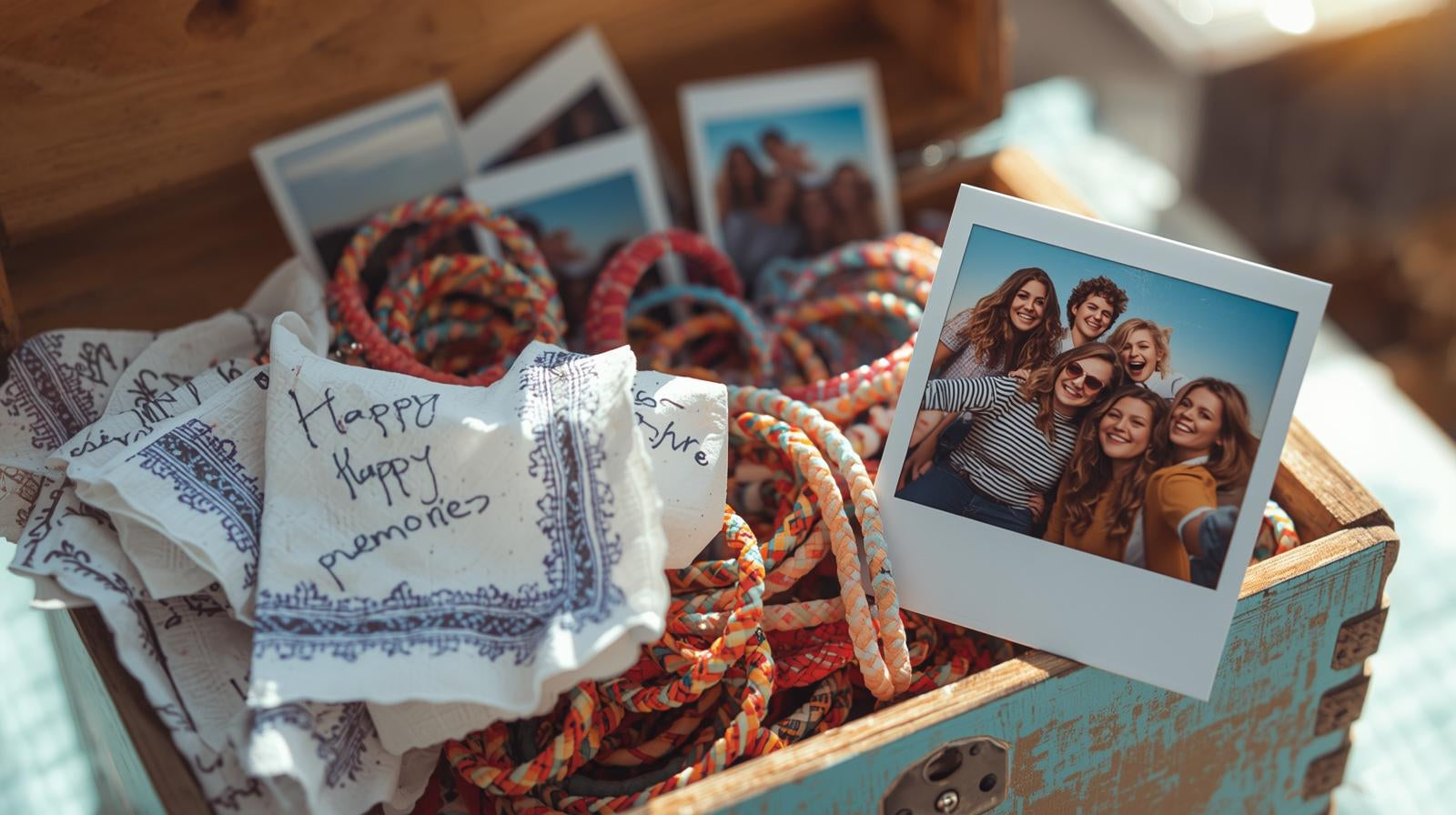 Friendship time capsule with photobooth strips