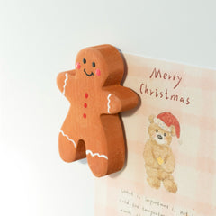 Gingerbread man wooden fridge magnet