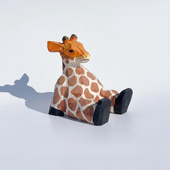Giraffe figurine, hand-painted on wood, for cell phone holder.