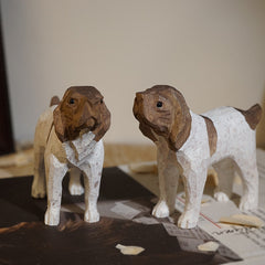 Hand carved beagle dog figurine