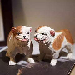 Hand carved bulldog figurine