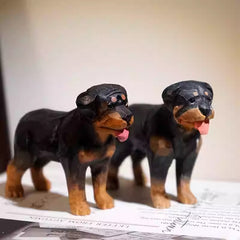 Hand carved rottweiler figurine