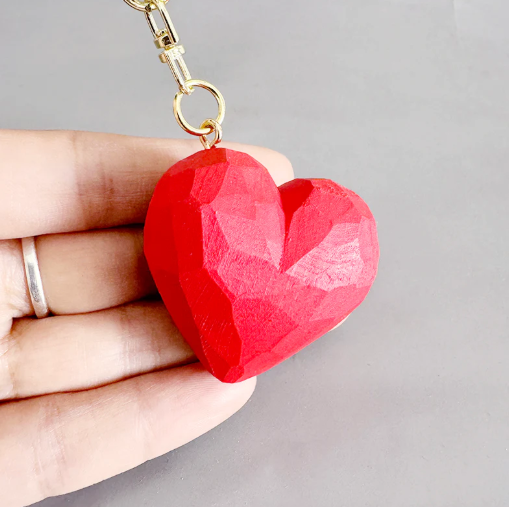 Hand-Carved Heart Keychain