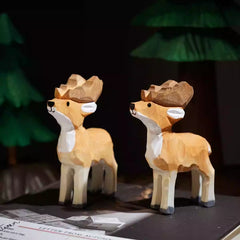 Hand-Carved Svn Futures Reindeer Figurines for Christmas
