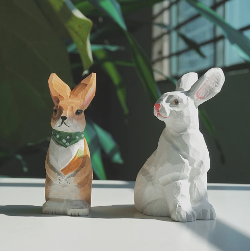 Hand-painted bunny with quiet charm
