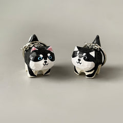 Husky wooden keychain pair display