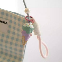 Ice cream wooden keychain strap detail