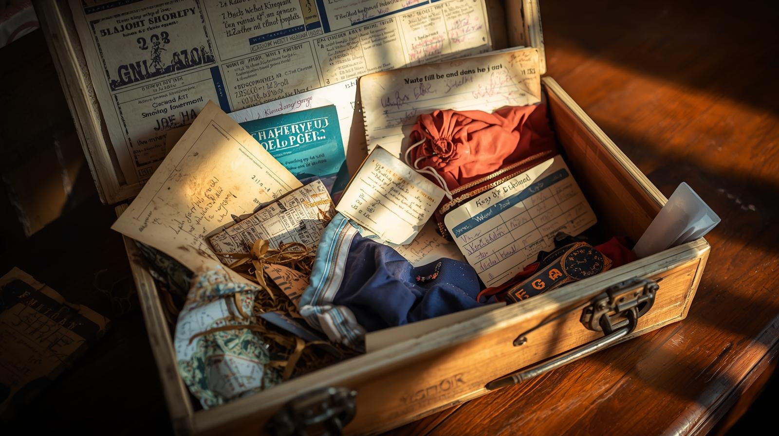 Memory box with school keepsakes