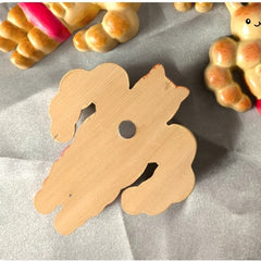 Back view of muscle bread bunny and cat fridge magnet with hidden magnet