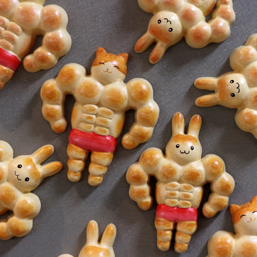 Muscle Bread Bunny and Cat Svn Futures Fridge Magnet