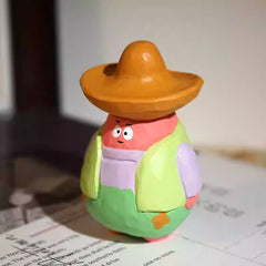 patrick star figurine wooden cowboy outfit front view