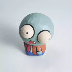 Hand-carved chibi zombie figure from Plants vs. Zombies, angled view