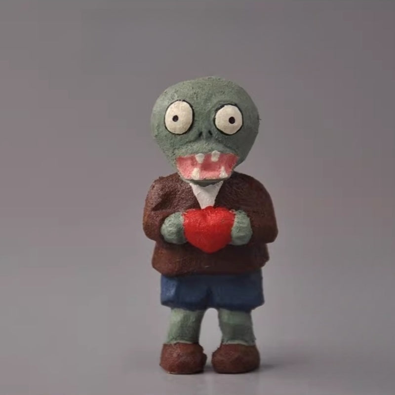 Plants vs. Zombies zombie with heart wooden figure, front view