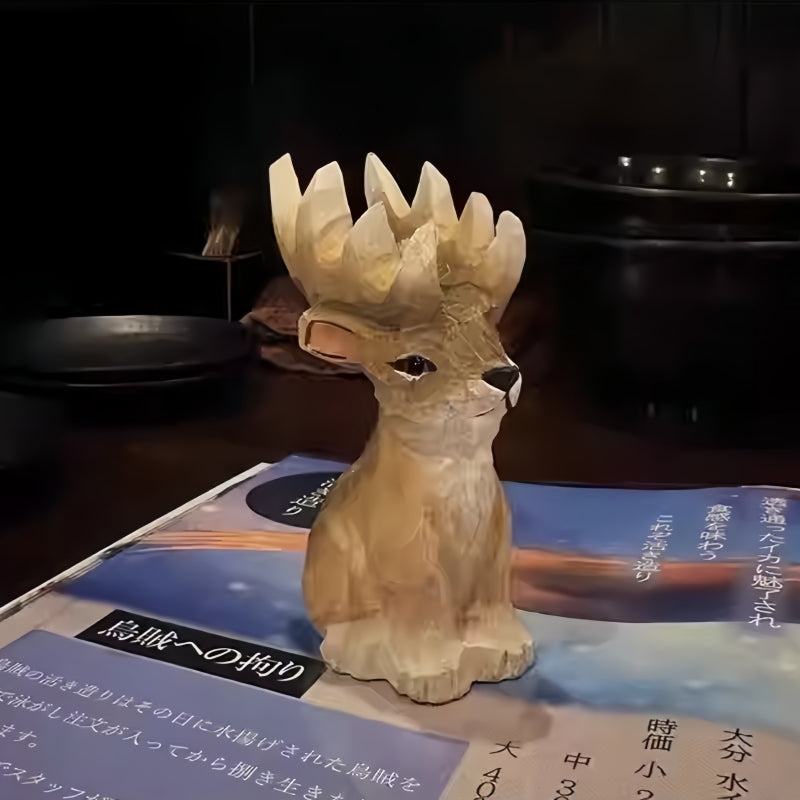 Svn Futures  reindeer figurines for Christmas – rustic carving set on a Japanese restaurant menu.
