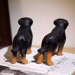 Rottweiler figurines on display