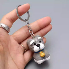 Schnauzer Dog Keychain Hand-Carved Svn Futures 