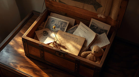 Sentimental memory box with keepsakes