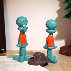 hand carved squidward figure back view