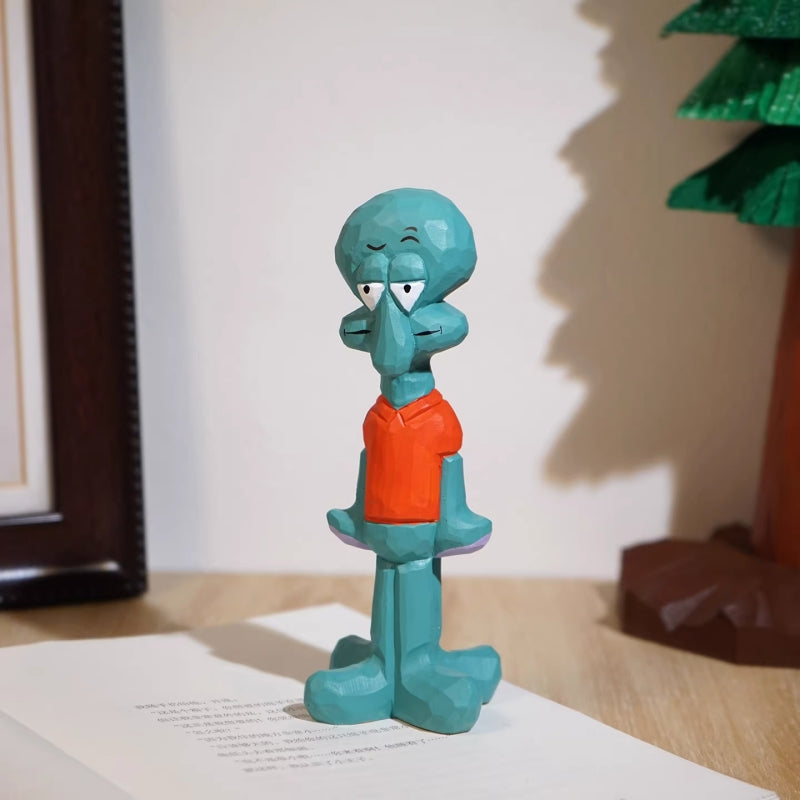 squidward figure wooden figurine