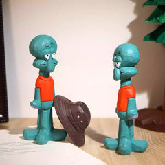 wooden squidward figure side view
