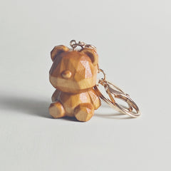 Teddy bear wooden keychain side view