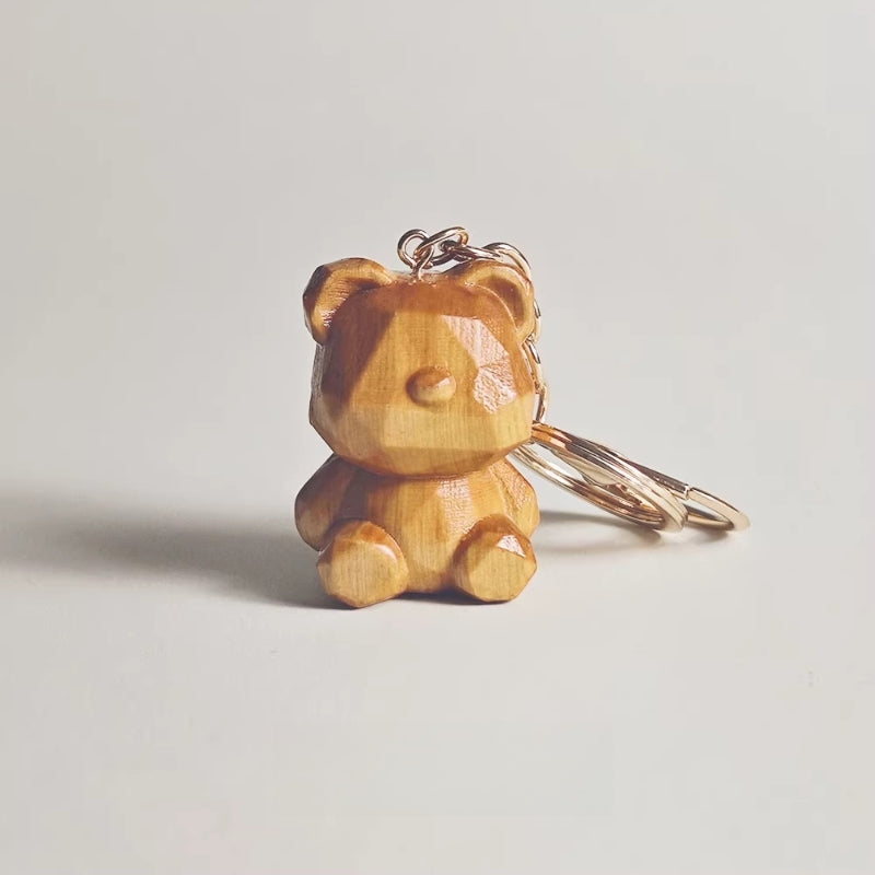 Teddy bear wooden keychain