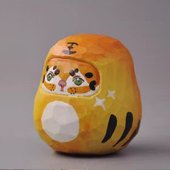 Tiger daruma doll with hand-painted feline face