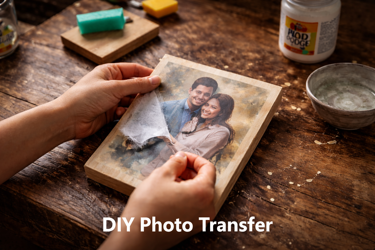 Transferring a photo to wood by printing
