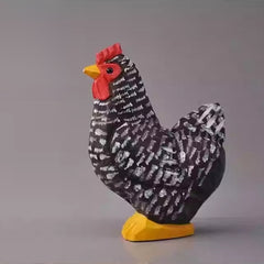 vintage chicken figurines hand carved wood